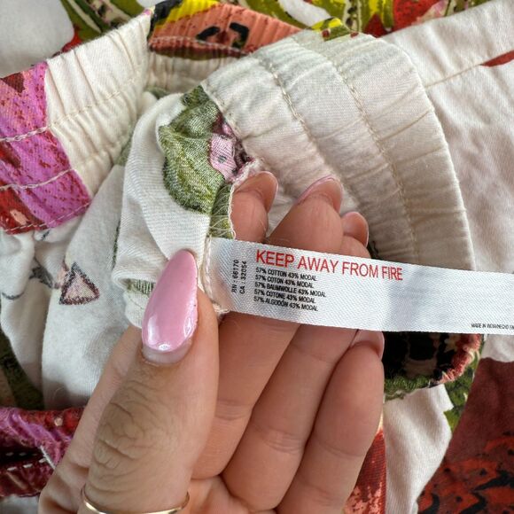 Anthropologie Raphael Balme Floral Flannel Sleep/Lounge Pants Drawstring Sz L - Picture 6 of 7